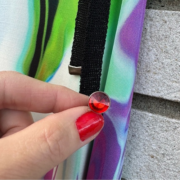 Tricot Chic Italy Y2K Marble Print Sleeveless Dress w/ Bow Detail Size 10 - Picture 3 of 10